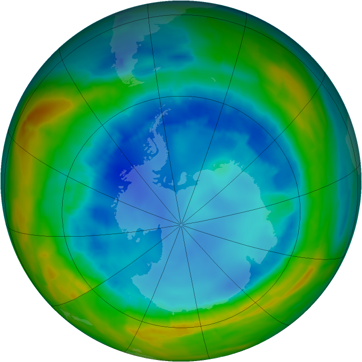 Antarctic ozone map for 17 August 2014